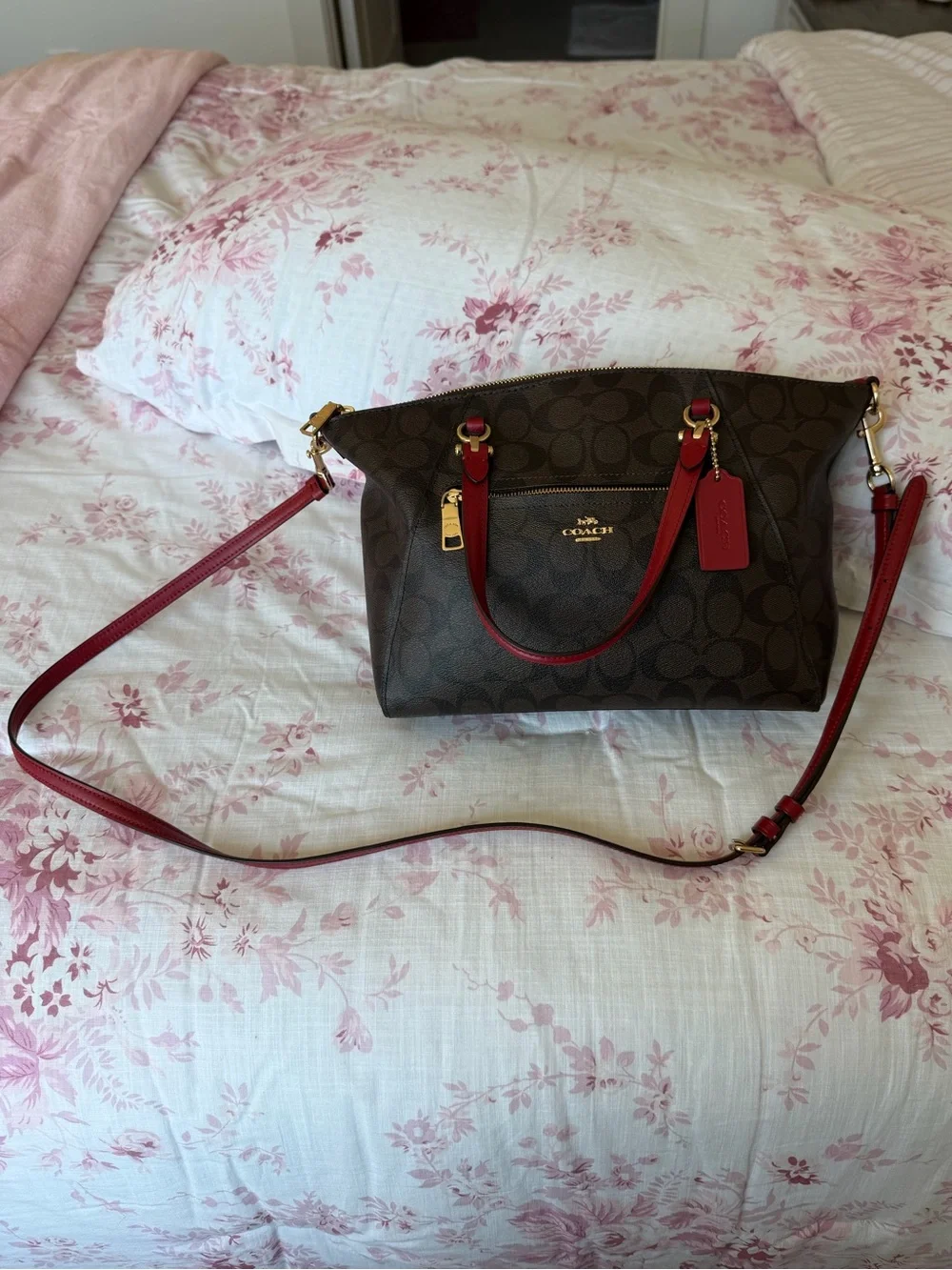 EUC COACH BROWN MONOGRAM SMALL CROSSBODY/HANDBAG - Picture 3 of 11